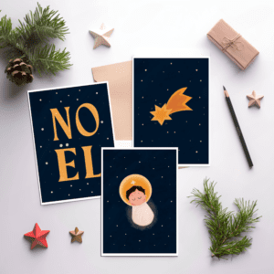 Zestaw 3 kartek Bożonarodzeniowych - ciemny