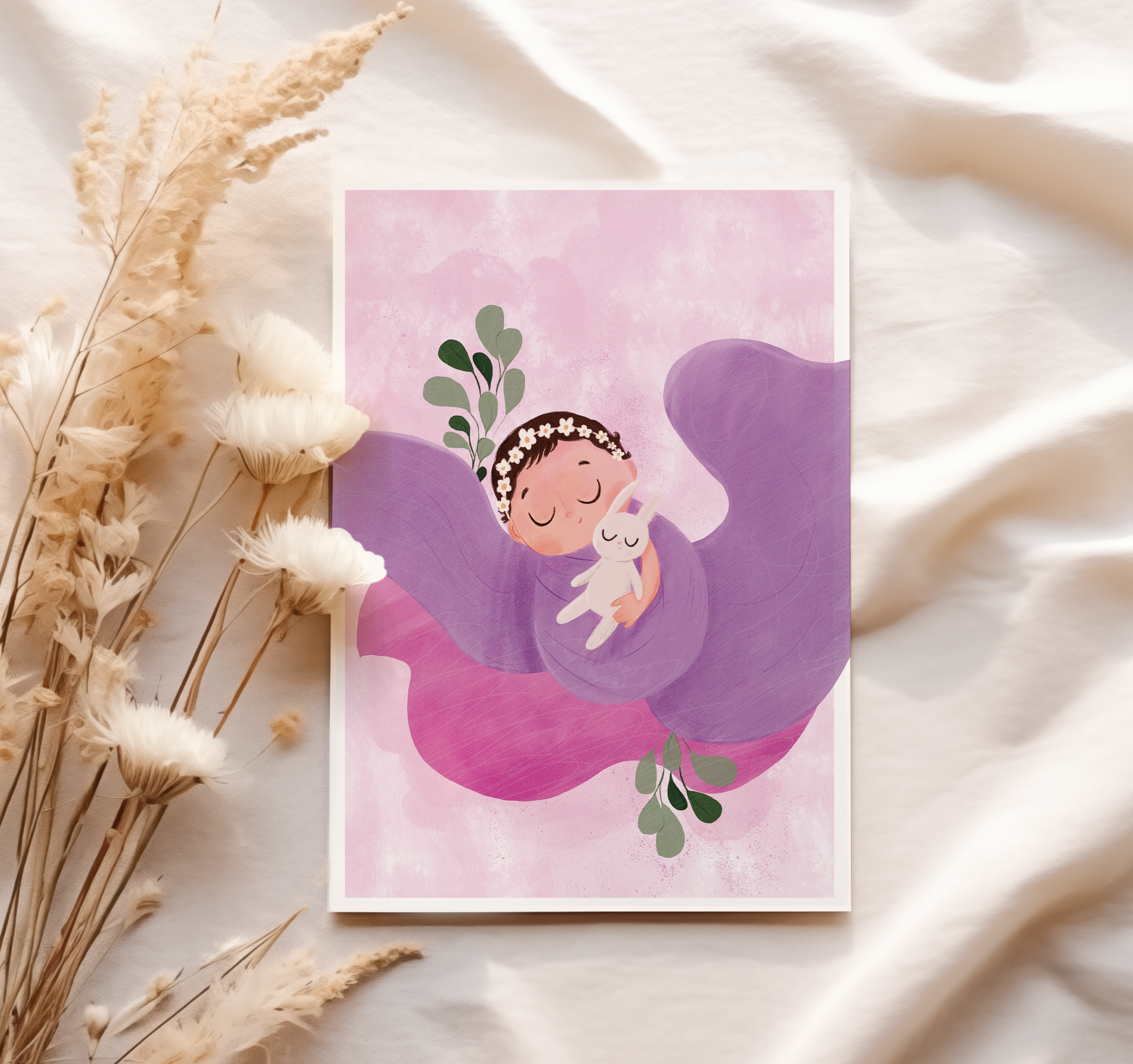 Kartka na narodziny dziecka, chrzest - Wrzos - obrazek 2