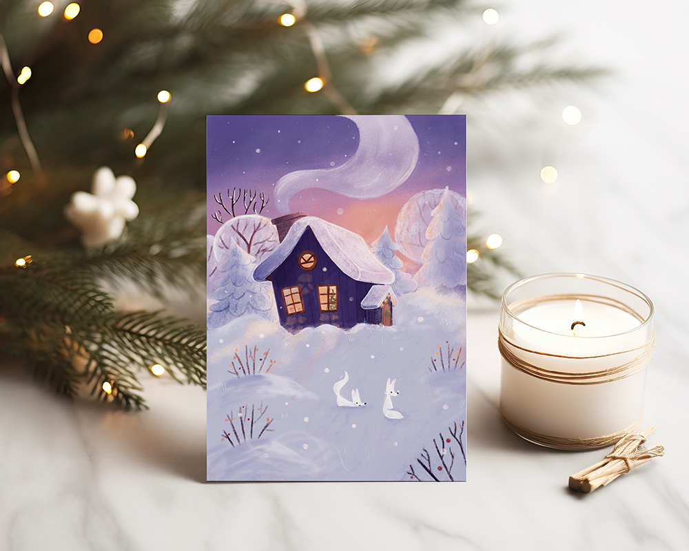 Zimowy domek - Kartka