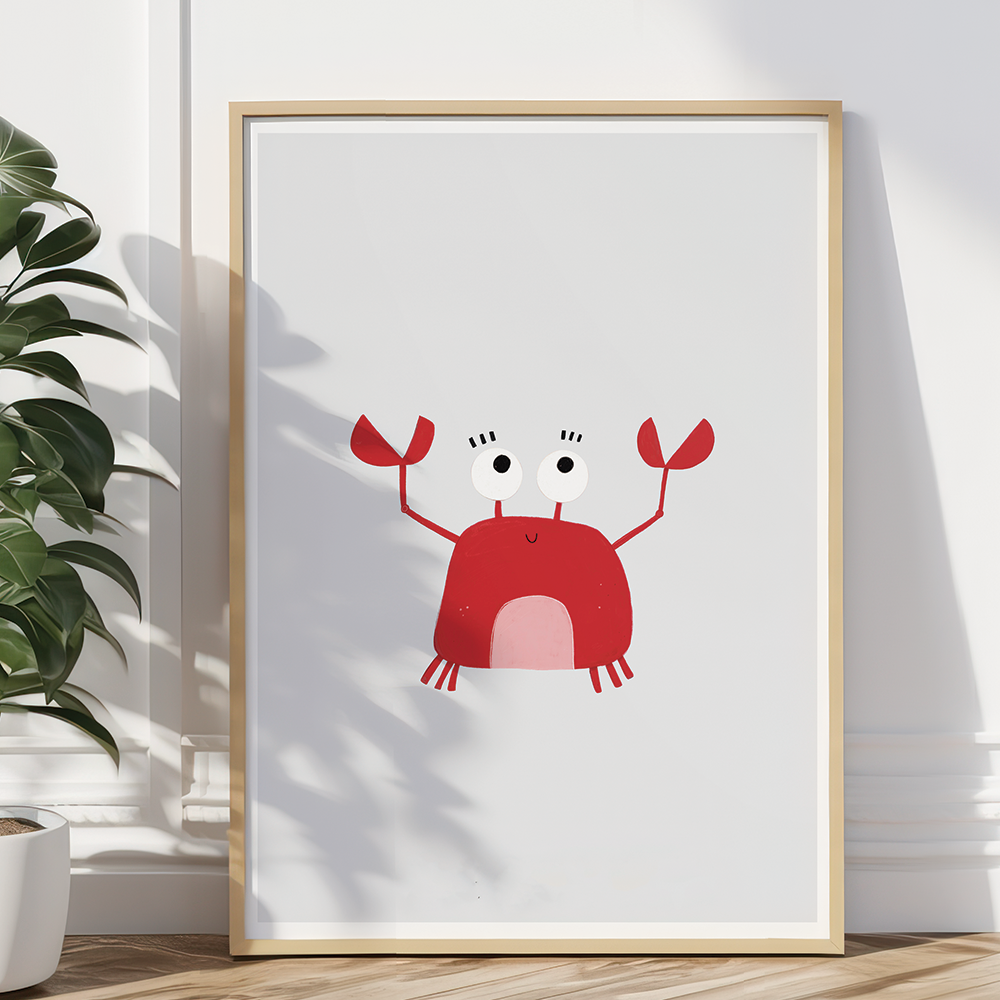 Krab na niebieskim tle - plakat - obrazek 3